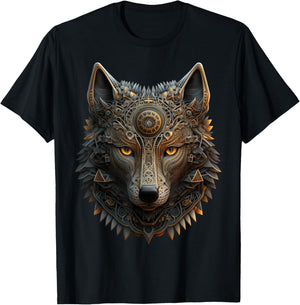 Wolf Mandala Artwork Animal Print Animal Lovers T-Shirt - T-Shirt | Black