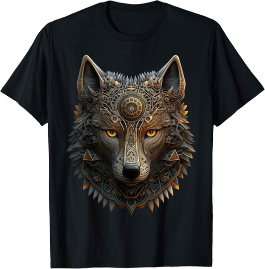 Wolf Mandala Artwork Animal Print Animal Lovers T-Shirt - T-Shirt | Black