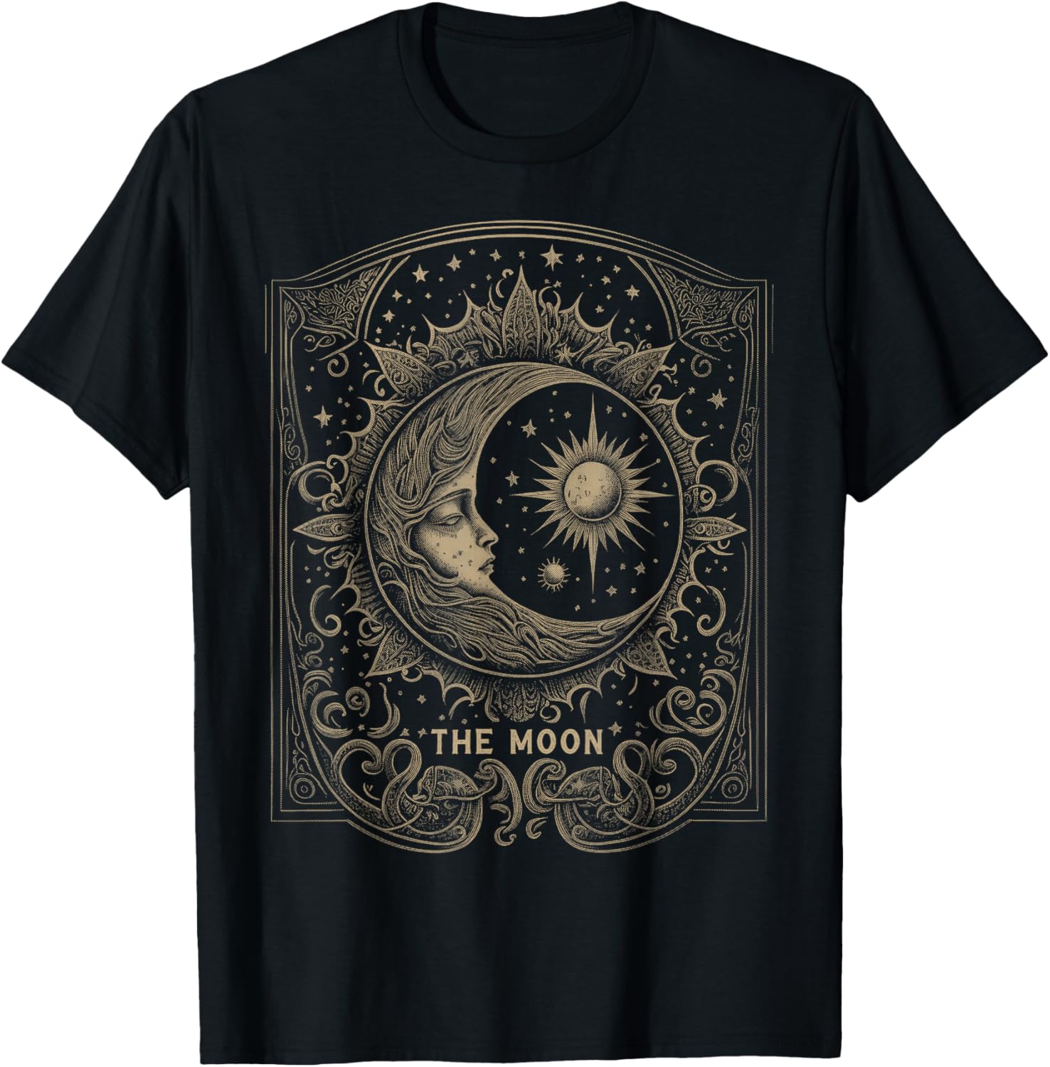 The Moon Tarot Card Goth Emo Occult Graphic Women Girls T-Shirt - T-Shirt | Black