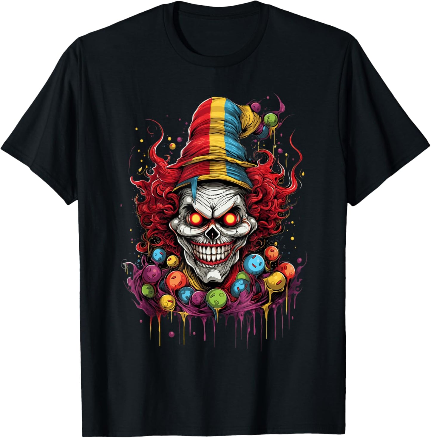 Terrifying Scary Evil Killer Clown T-Shirt - T-Shirt | Black