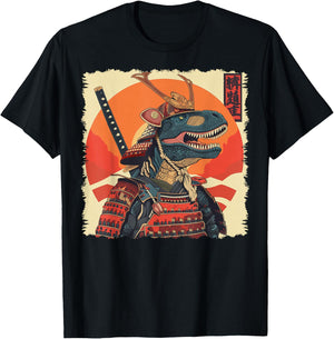 T-Rex Dinosaur Tyrannosaurus Rex Japanese Samurai Ukiyo-e T-Shirt - T-Shirt | Black