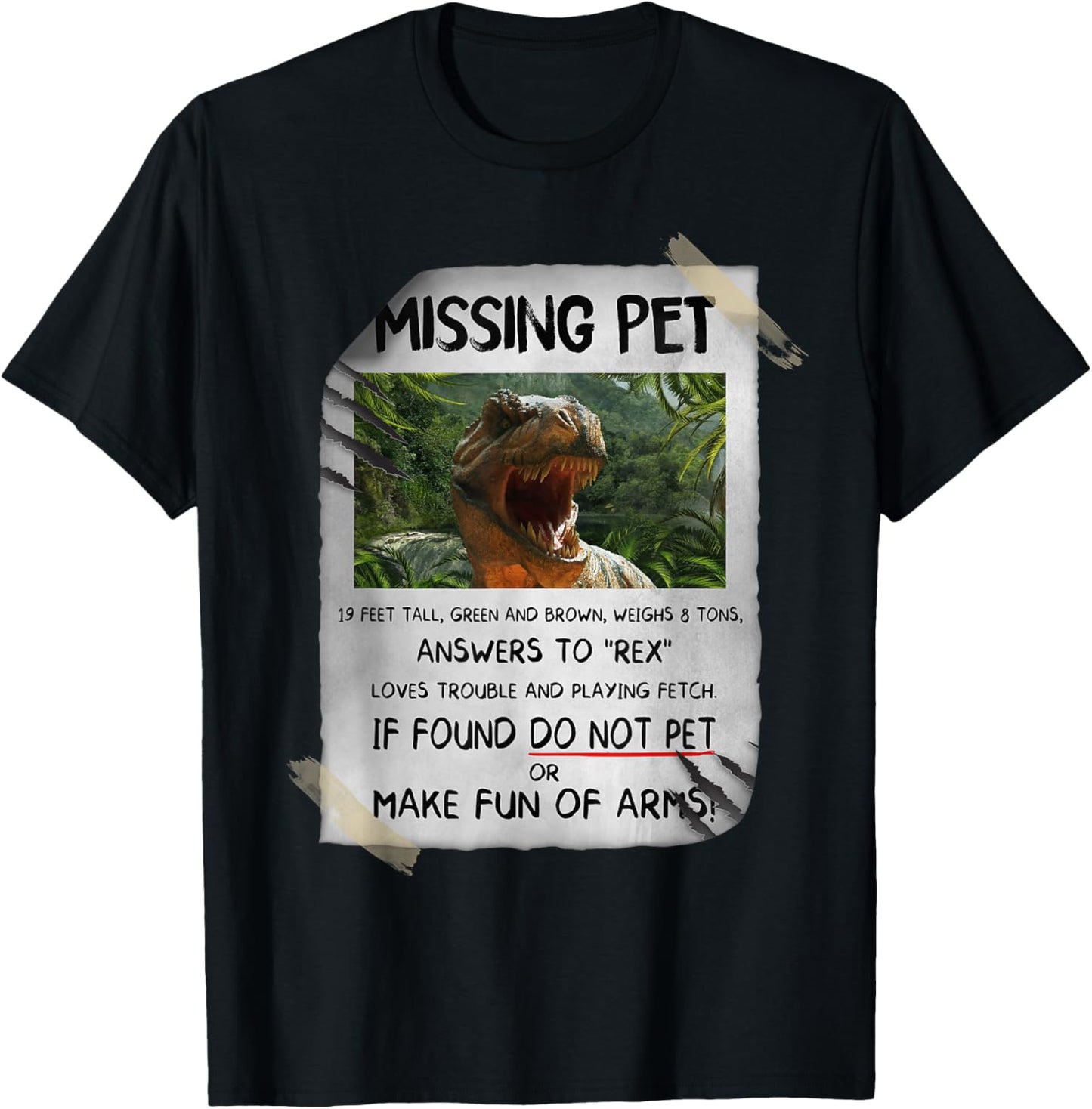 Great fun T-rex Design with dinosaur missing Pet T-Shirt - T-Shirt | Black