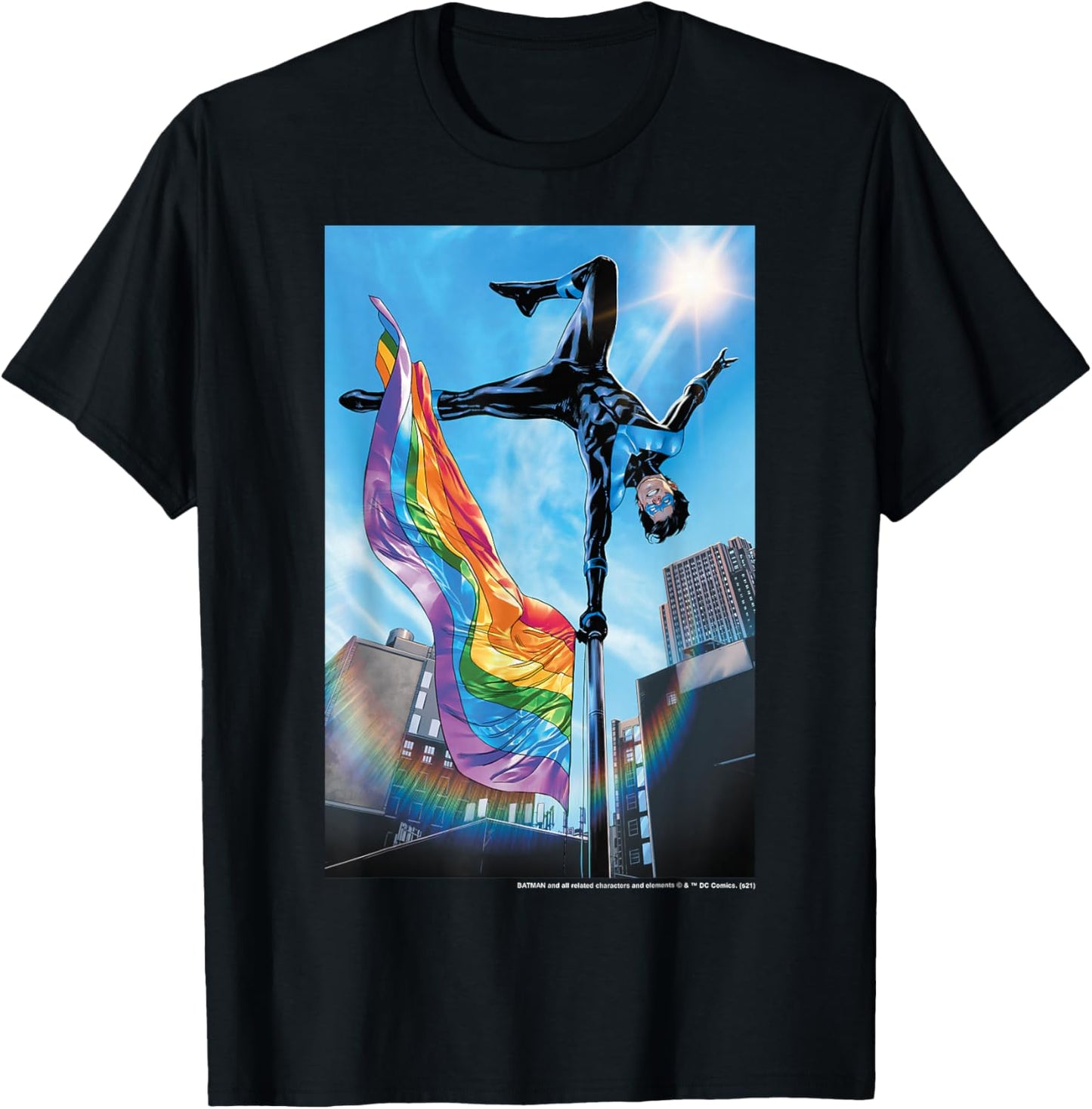 DC Comics Pride Nightwing Flag Flip T-Shirt - T-Shirt | Black