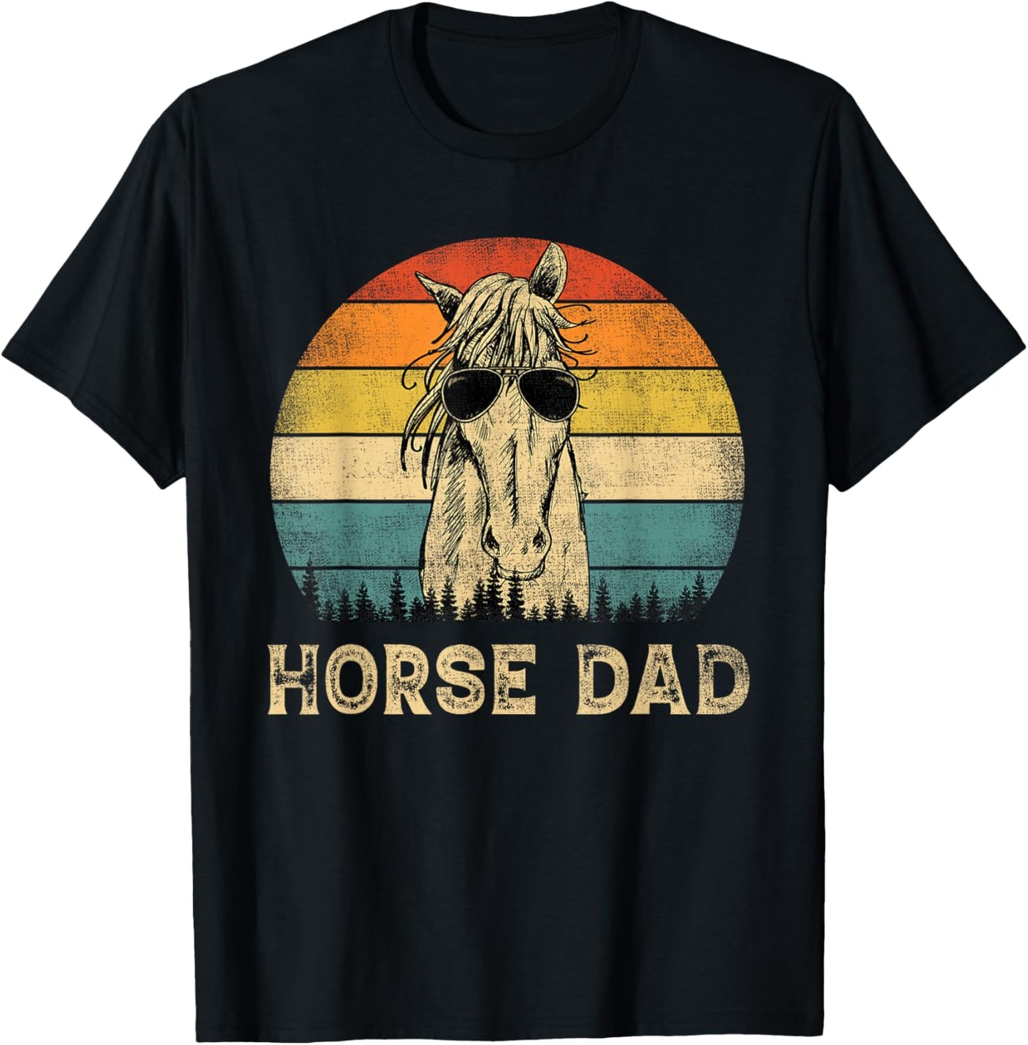 Vintage Horse Dad Horse Lovers Daddy Father's Day T-Shirt - T-Shirt | Black