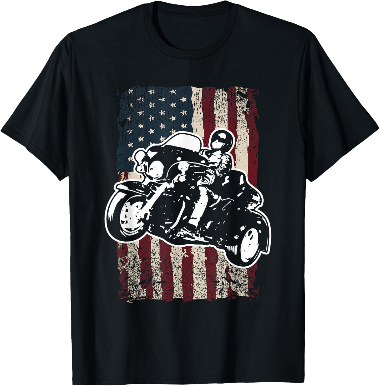 Triker Motorcycle America Trike Biker Gift T-Shirt - T-Shirt | Black