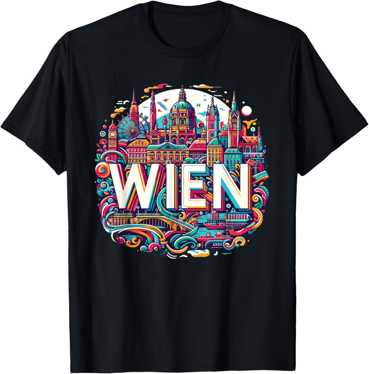 Vienna Austria Wien Souvenir Art T-Shirt - T-Shirt | Black