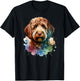 Doggies Unlimited Chocolate Labradoodle Dog Watercolor Artwork T-Shirt - T-Shirt | Black