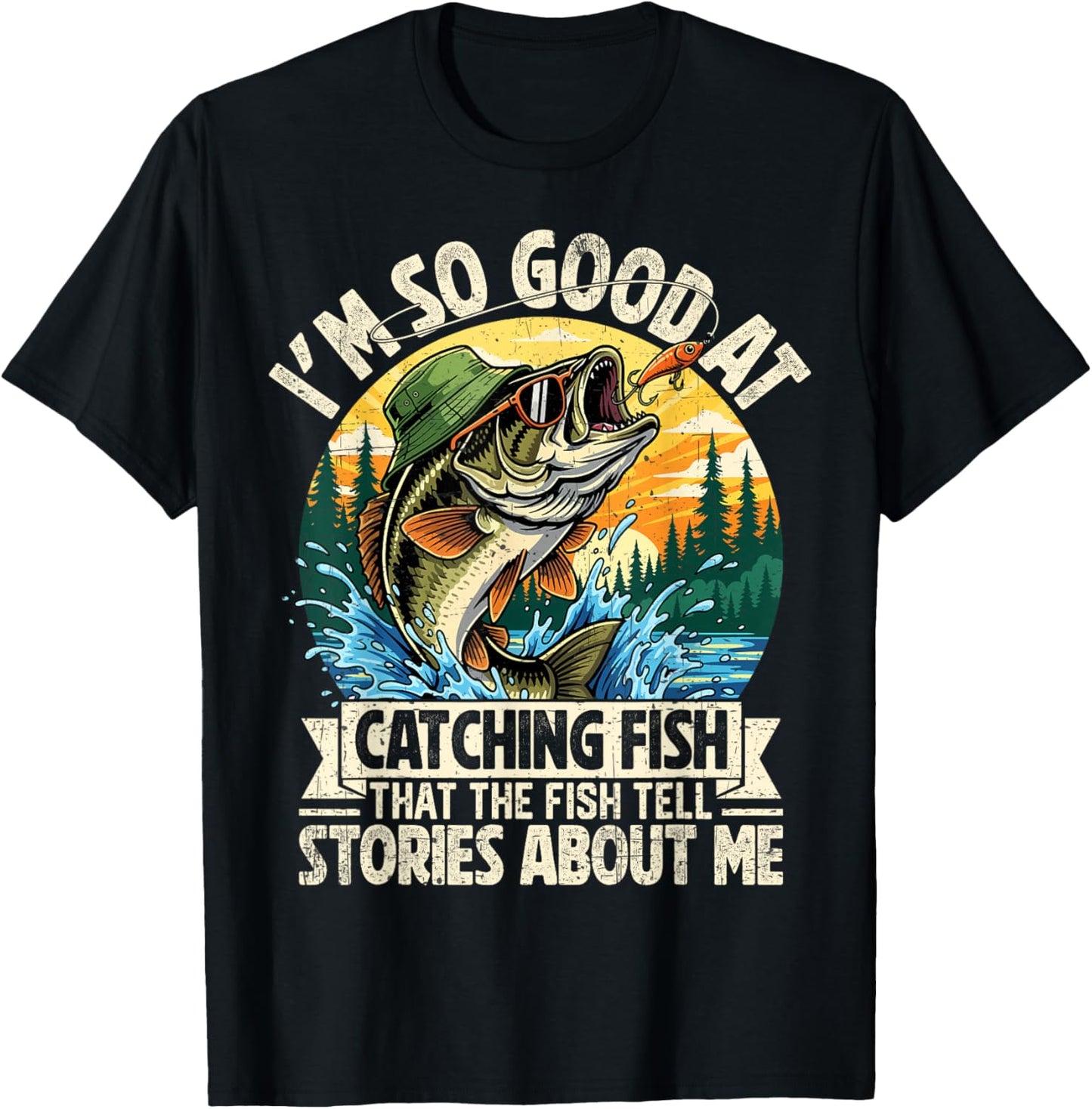 Funny Fishing Shirt Women Fisherman Bass Graphic T-Shirt - T-Shirt | Black