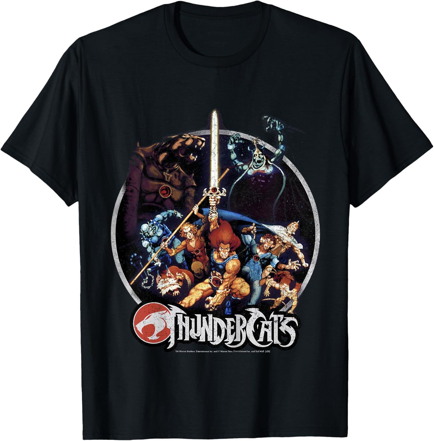 Kids Thundercats Group Shot Vintage Circle T-Shirt - T-Shirt | Black
