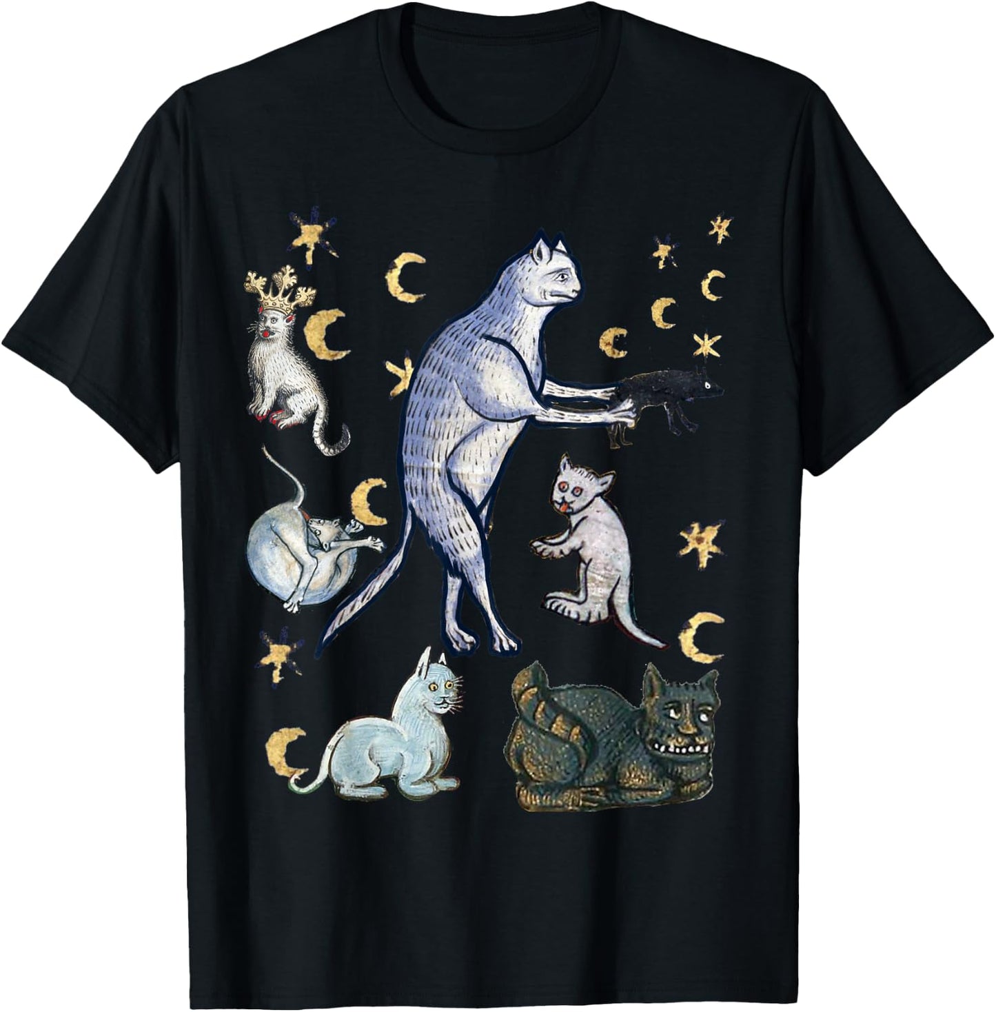 Ugly Medieval Cats T-Shirt - T-Shirt | Black
