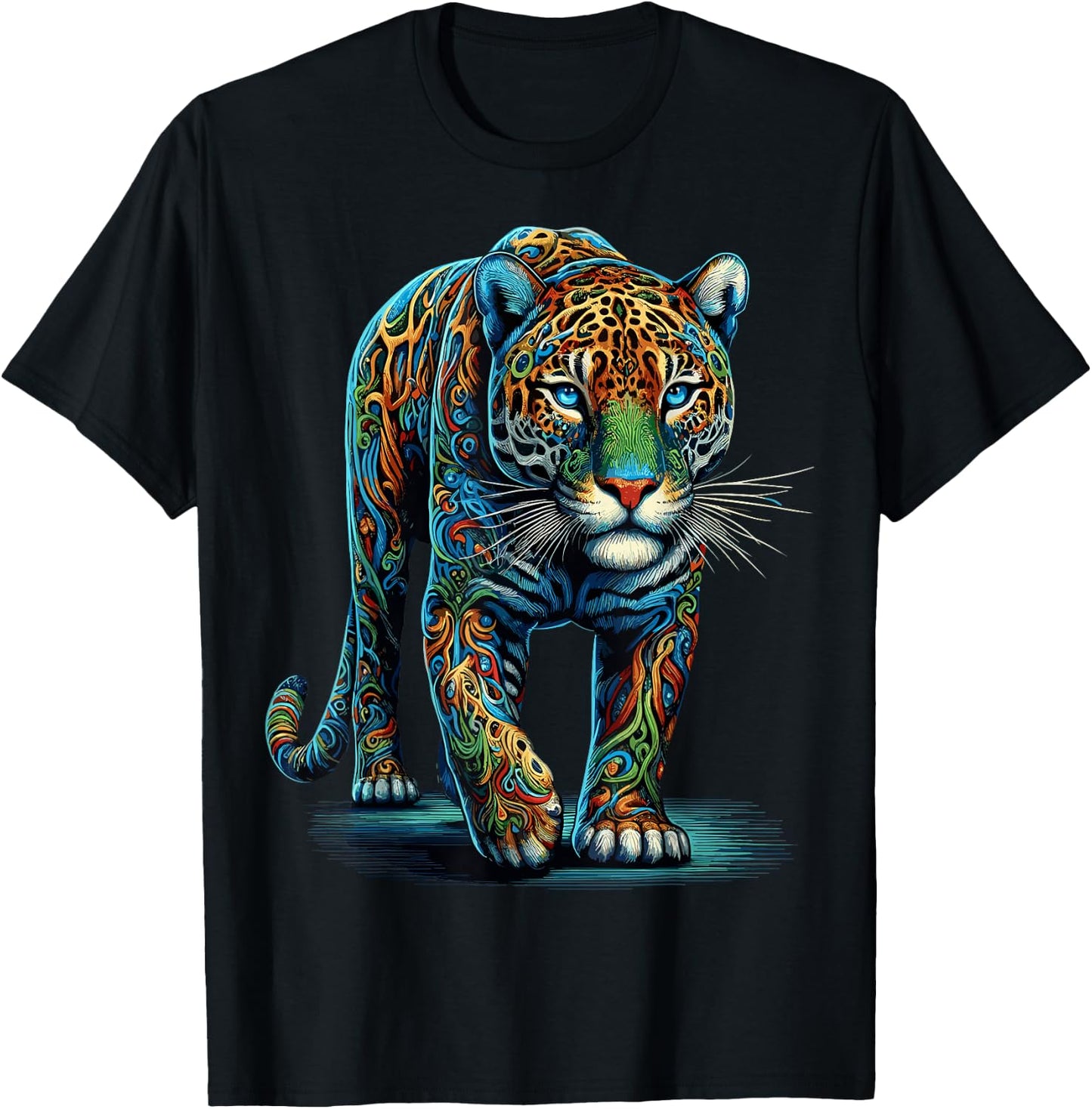 Jaguar Colorful Animal Zoo Jaguars T-Shirt - T-Shirt | Black