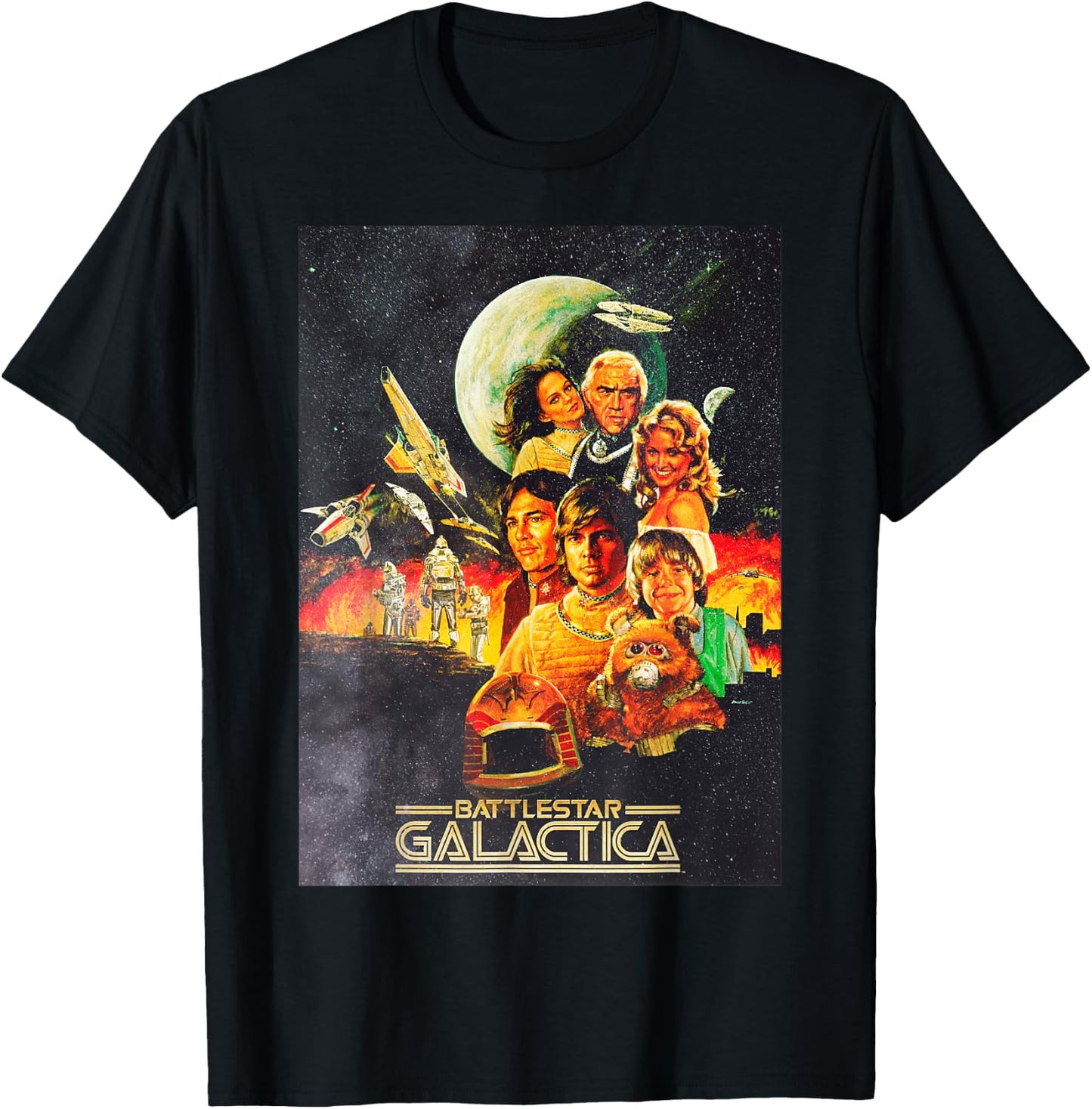Battlestar Galactica Vintage Poster T-Shirt - T-Shirt | Black