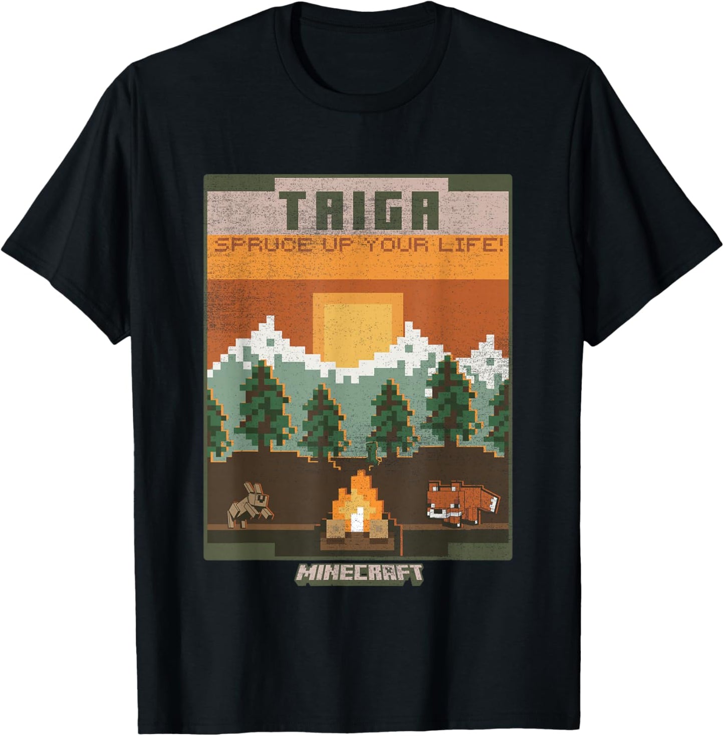 Minecraft Taiga Landscape Spruce Up Your Life Poster Vintage T-Shirt - T-Shirt | Black
