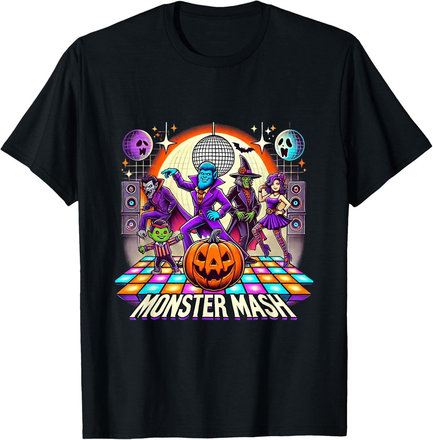 Monster Mash Vintage Ghost Halloween Funny T-Shirt - T-Shirt | Black