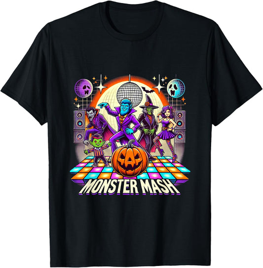 Monster Mash Vintage Ghost Halloween Funny T-Shirt - T-Shirt | Black