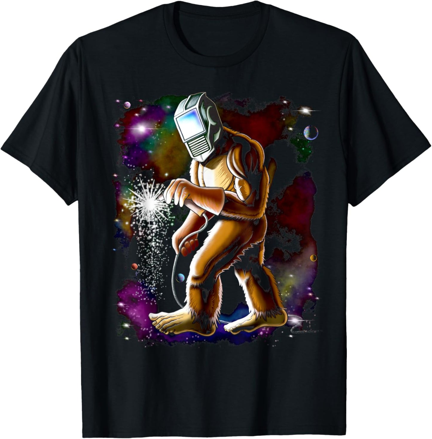 Bigfoot Welder Funny Sasquatch Welders Bigfoot Welding T-Shirt - T-Shirt | Black