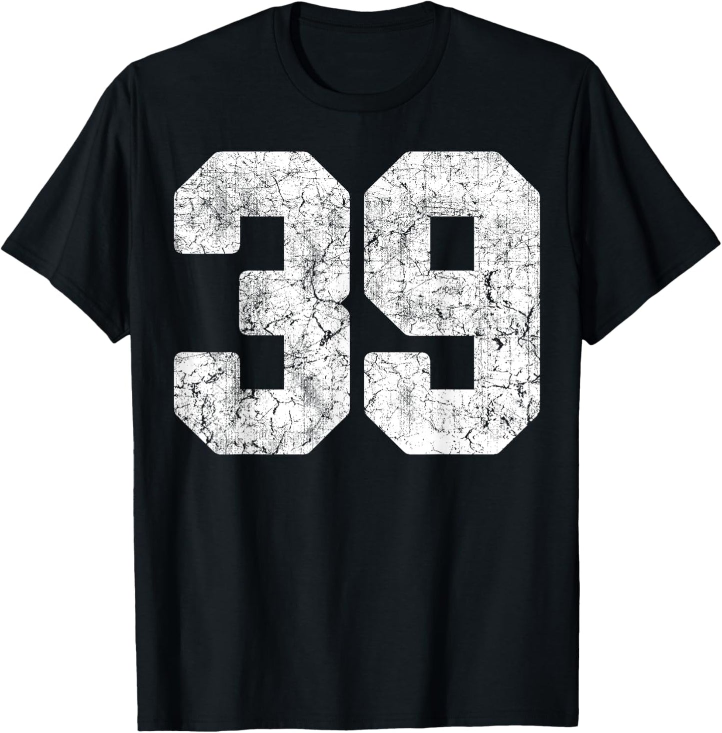Distressed White Number 39 Jersey Player Uniform #39 Grunge T-Shirt - T-Shirt | Black