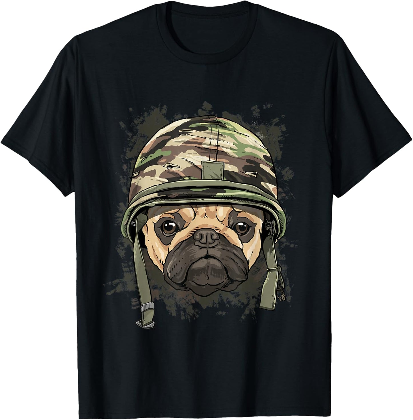 Pug Military Soldier Veterans Day Puppy Pet Pug Dog Lover T-Shirt - T-Shirt | Black