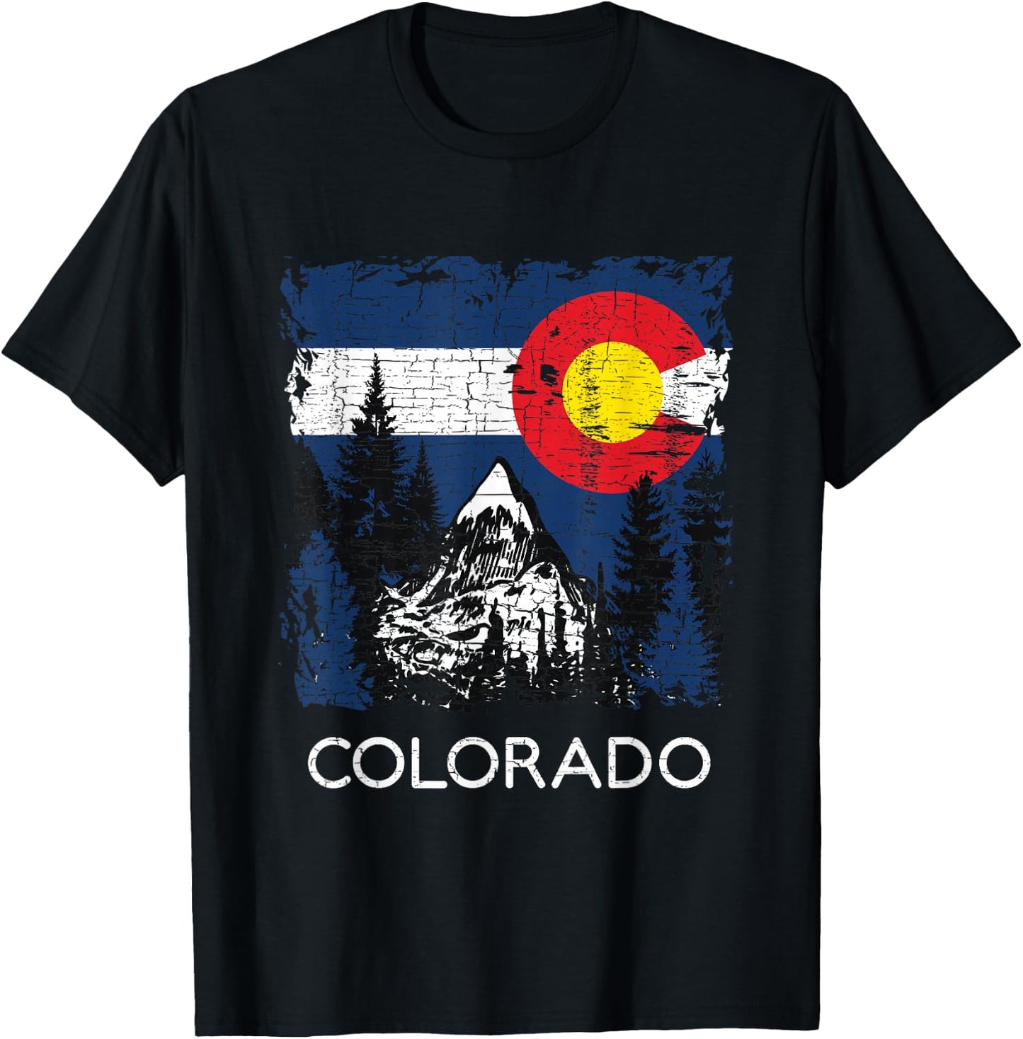Colorado Flag Mountain T-Shirt - T-Shirt | Black