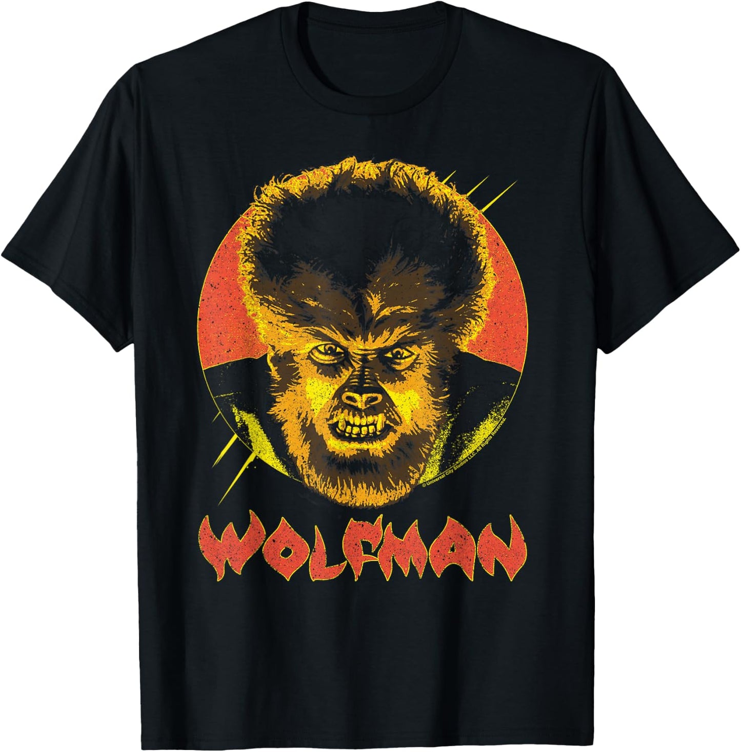 Universal Monsters The Wolfman Circle Portrait T-Shirt - T-Shirt | Black