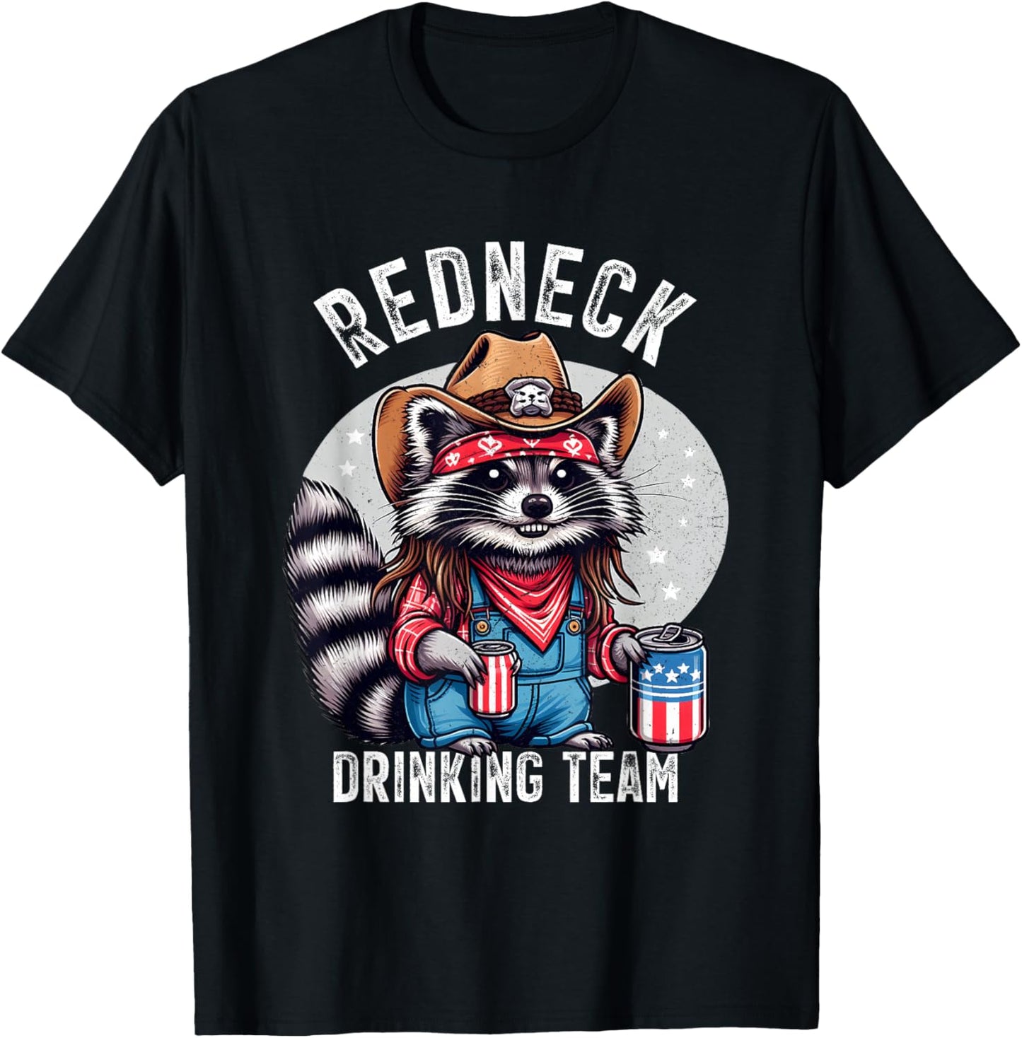 Redneck Raccoon Mullet White Trash Party Attire Hillbilly T-Shirt - T-Shirt | Black