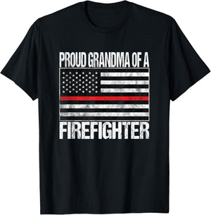 Proud Grandma of a Firefighter Fireman T-Shirt - T-Shirt | Black