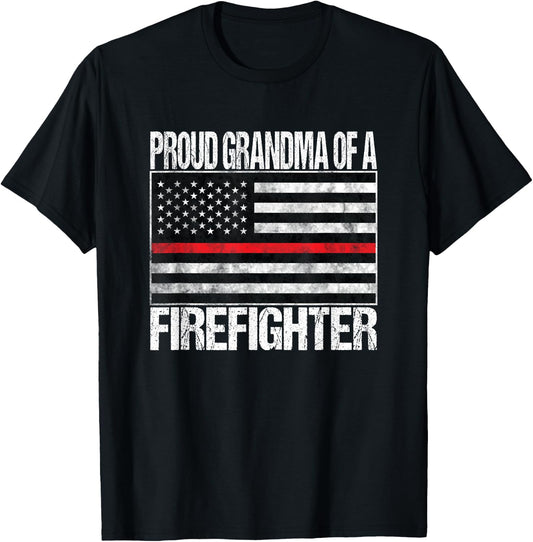 Proud Grandma of a Firefighter Fireman T-Shirt - T-Shirt | Black