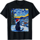 Cat Starry Night Christmas T-Shirt - T-Shirt | Black