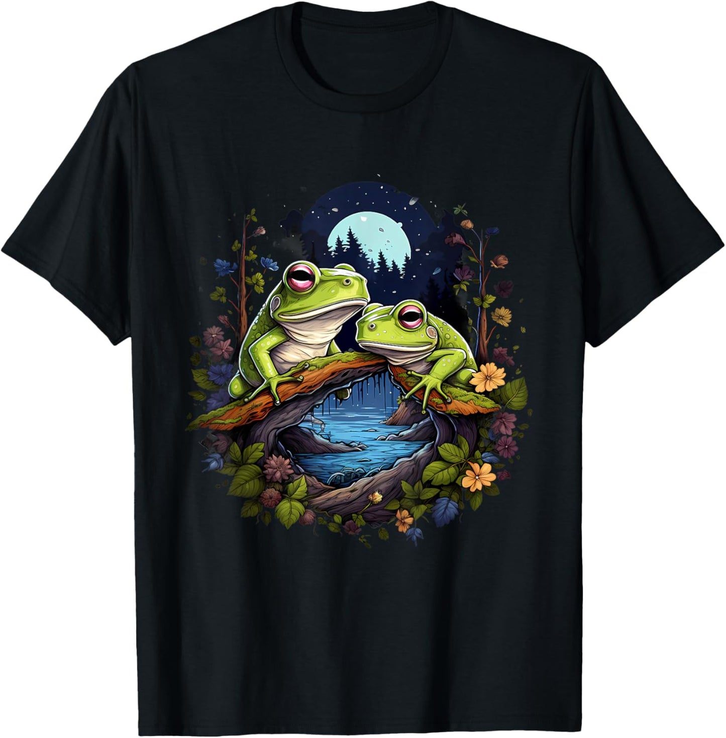 Frog Artwork Nature Forest Animal Lovers Wildlife Toad T-Shirt - T-Shirt | Black