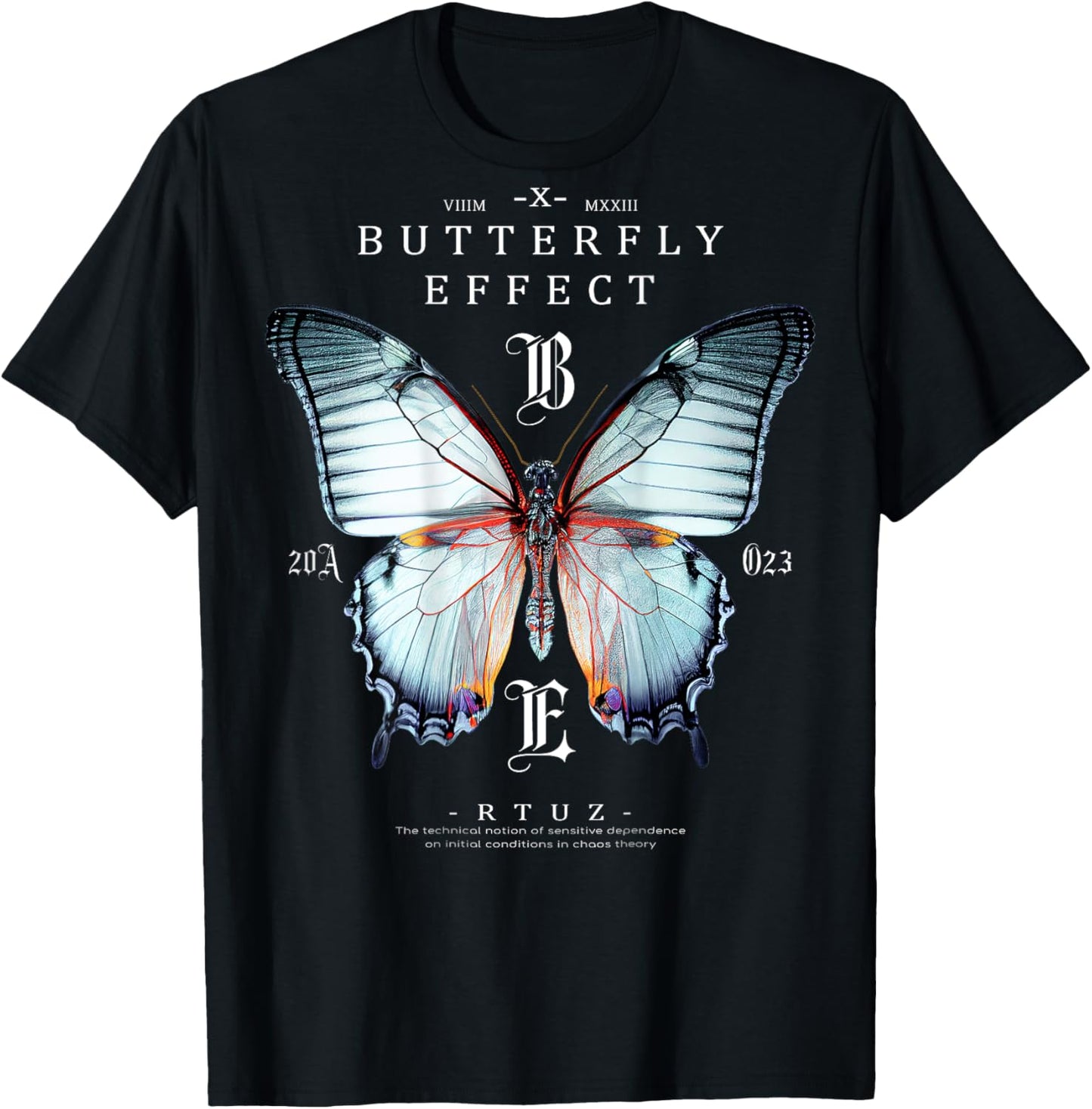Back Print Streetwear Hip Hop Retro Vintage Moth Butterfly T-Shirt - T-Shirt | Black