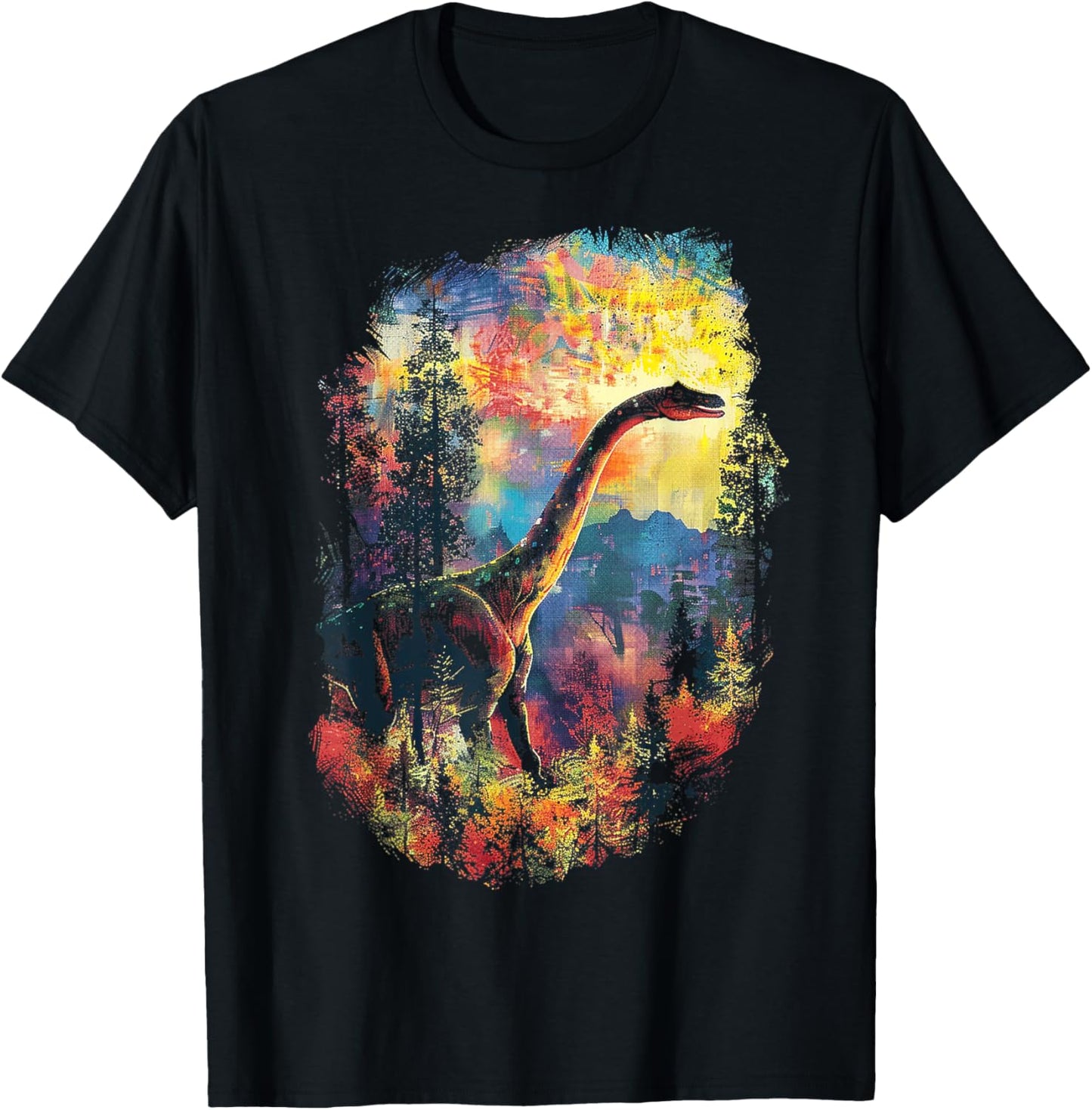 Apatosaurus Dinosaur Motif Artwork Apatosaurus T-Shirt - T-Shirt | Black