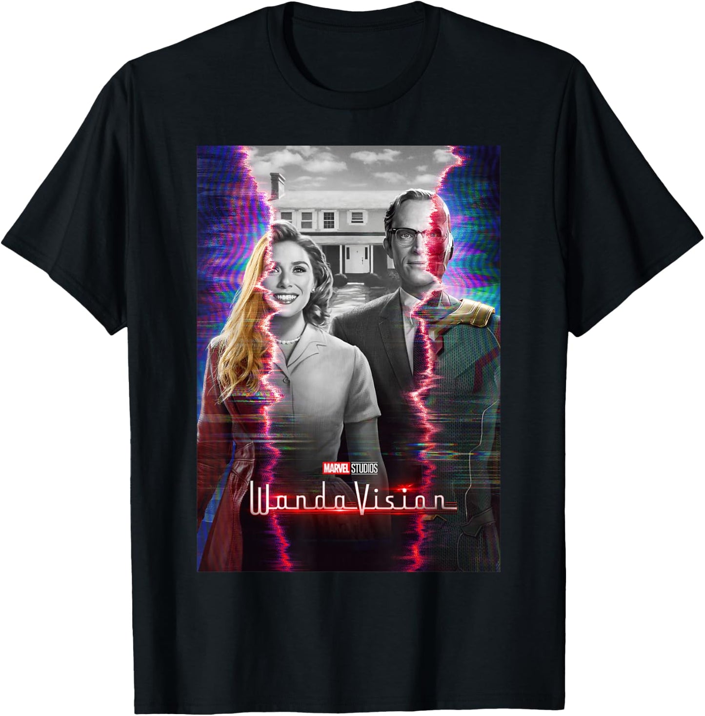Marvel WandaVision Scarlett with & Vision Glitch Poster T-Shirt - T-Shirt | Black