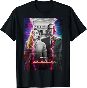 Marvel WandaVision Scarlett with & Vision Glitch Poster T-Shirt - T-Shirt | Black