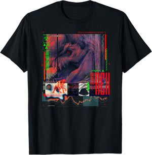 Jurassic World Rebirth Distortus Rex Neon Hybrid T-Shirt - T-Shirt | Black
