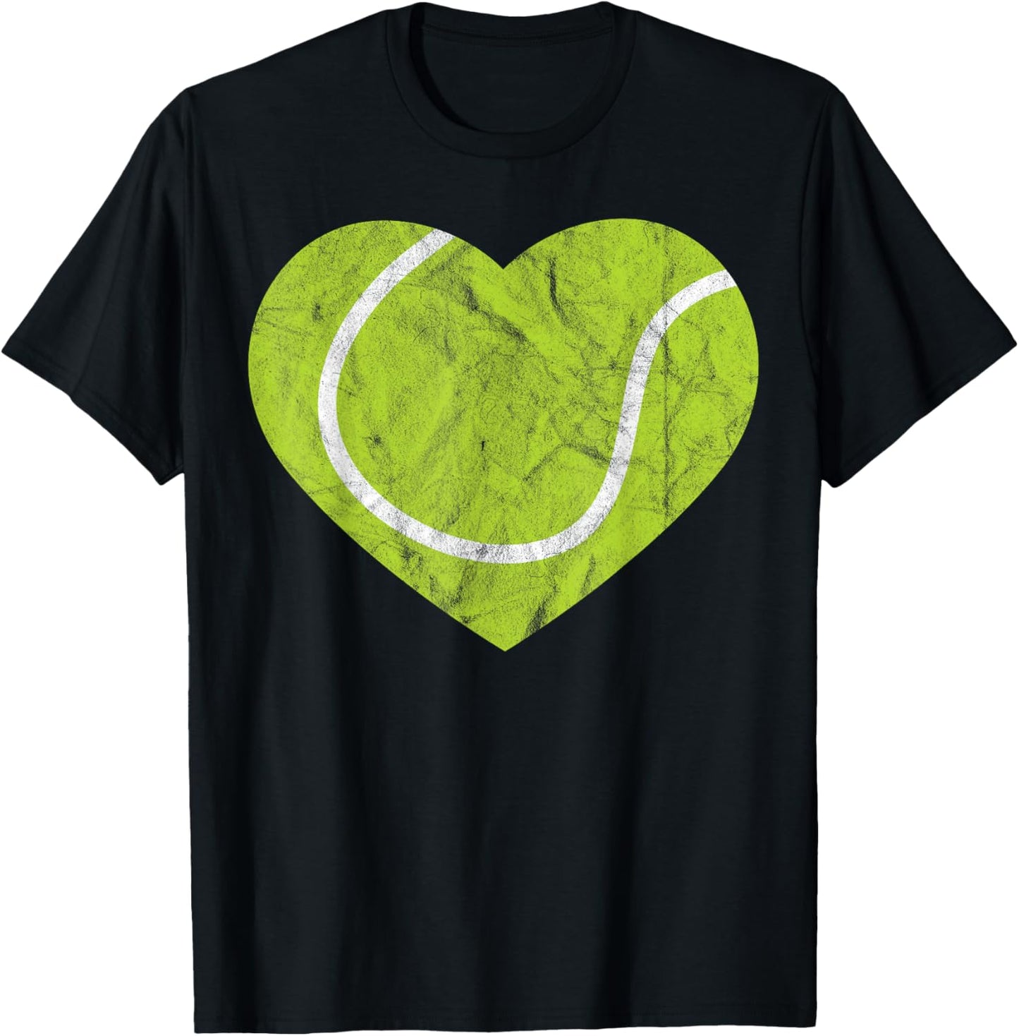 Vintage Tennis Heart Gift Retro Player Valentine's Day T-Shirt - T-Shirt | Black