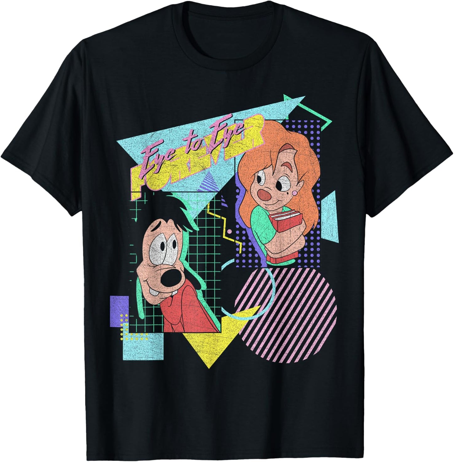 Disney A Goofy Movie Max & Roxanne Eye to Eye Poster T-Shirt - T-Shirt | Black