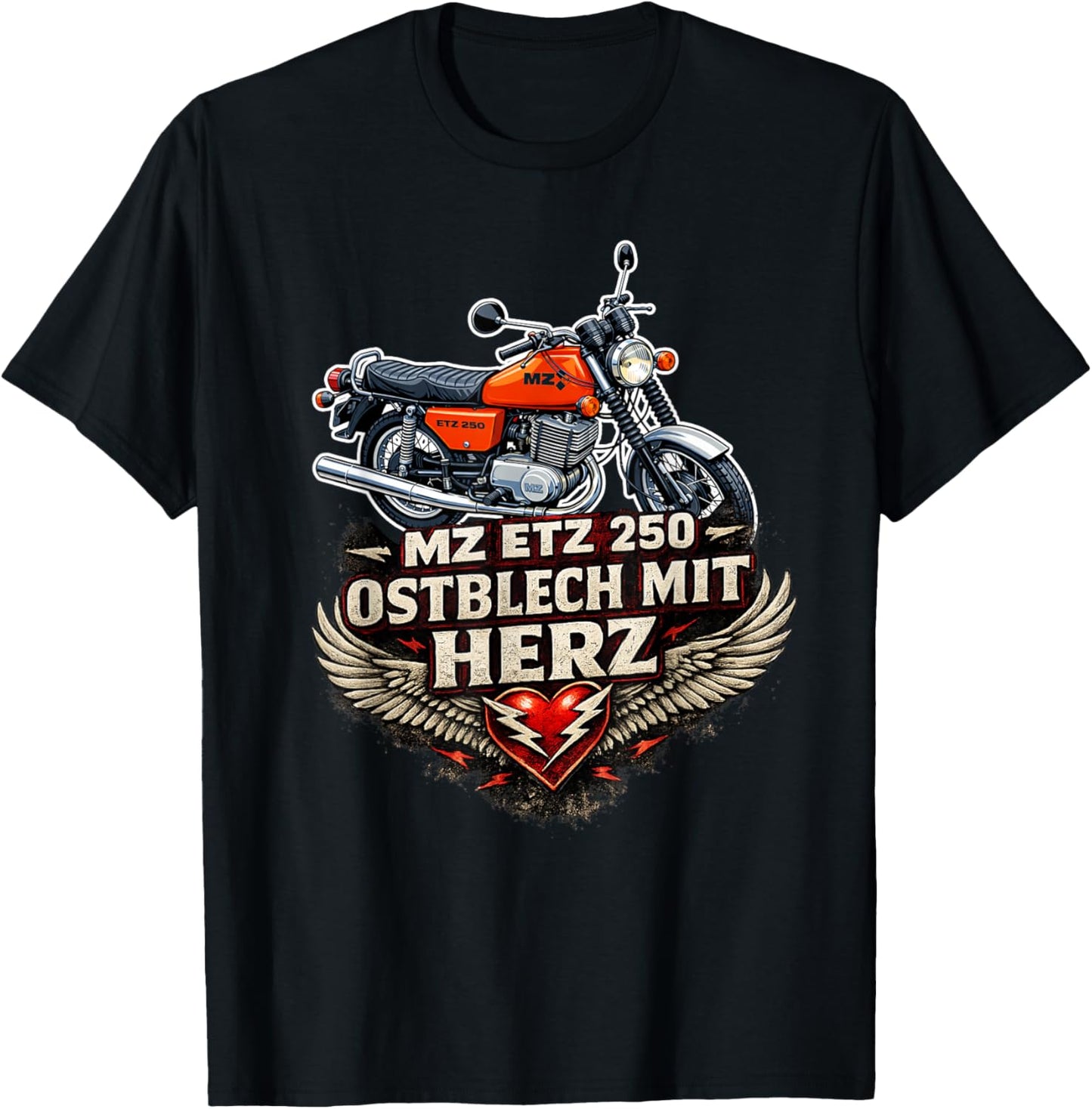 MZ ETZ 250 MOFA Kult Motorrad DDR Klassiker Retro Design T-Shirt - T-Shirt | Black