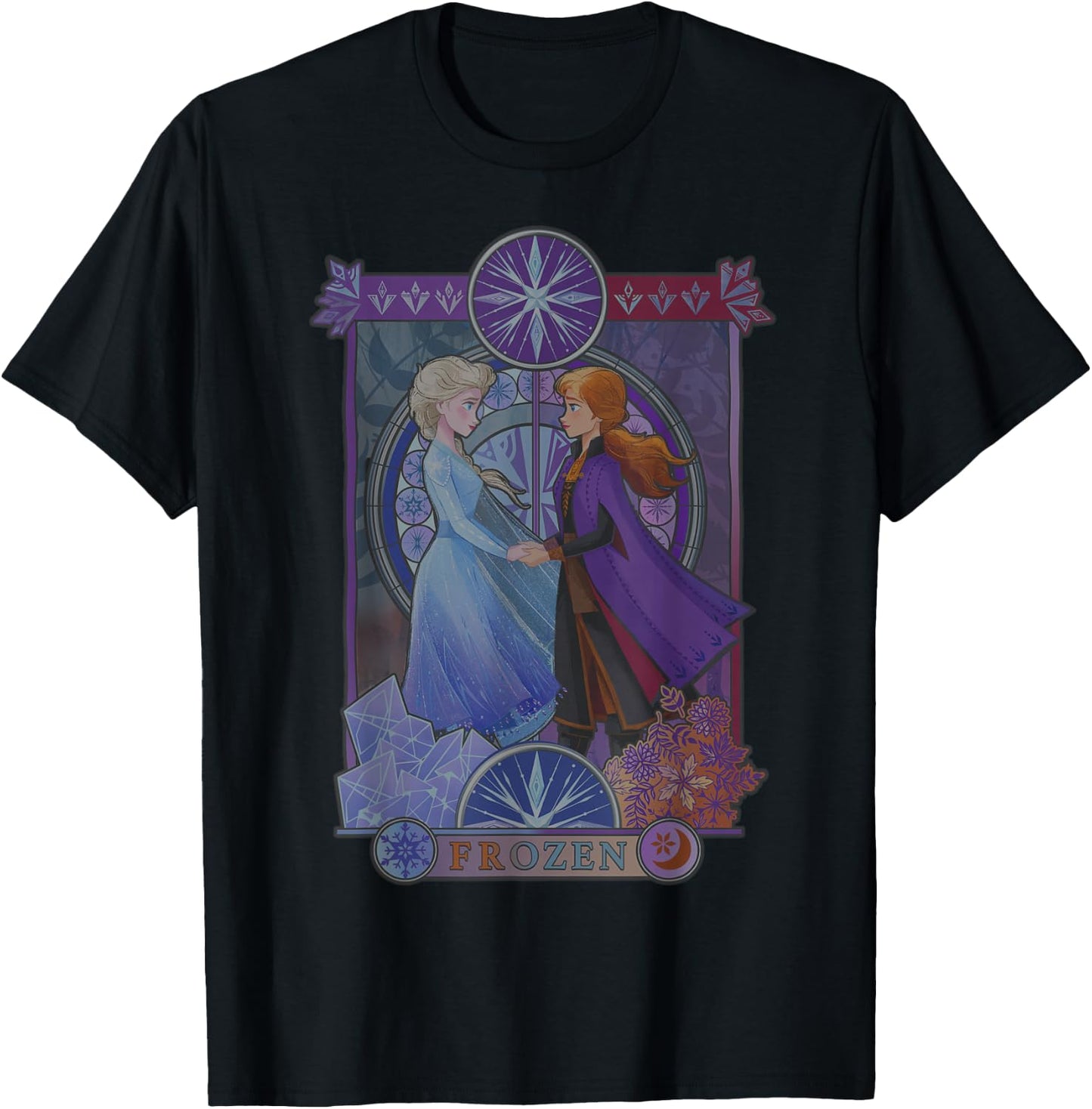 Disney Frozen 2 Elsa Anna Split Geometric Poster T-Shirt - T-Shirt | Black