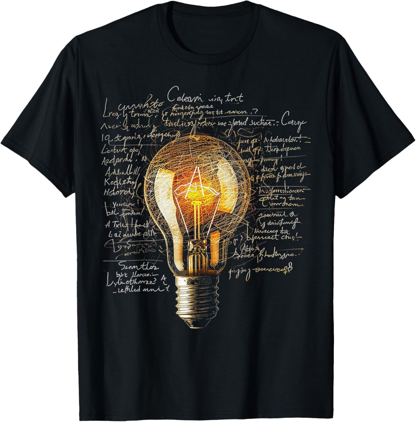 Light Bulb Text Drawing Abstract Art Graphic T-Shirt - T-Shirt | Black