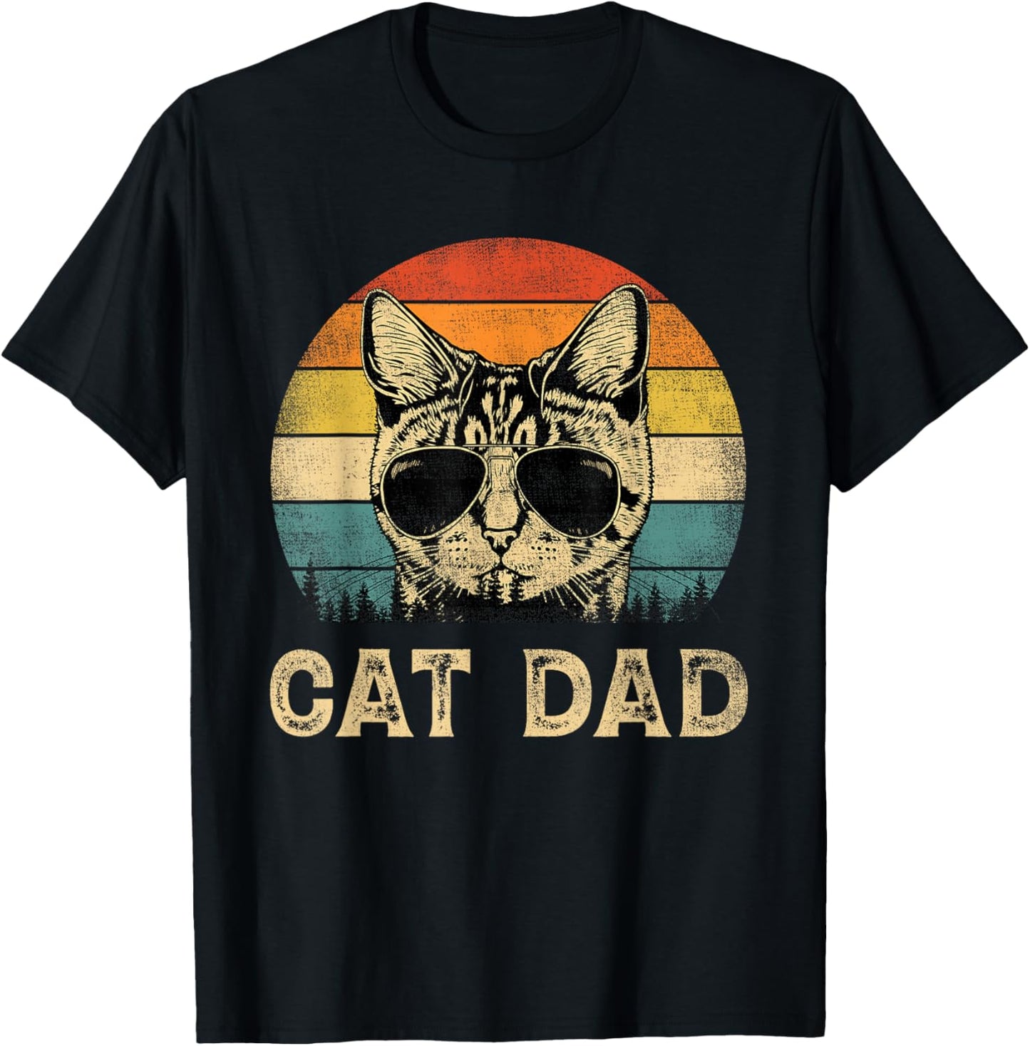 Vintage Cat Dad Cat Lovers Daddy Father's Day T-Shirt - T-Shirt | Black