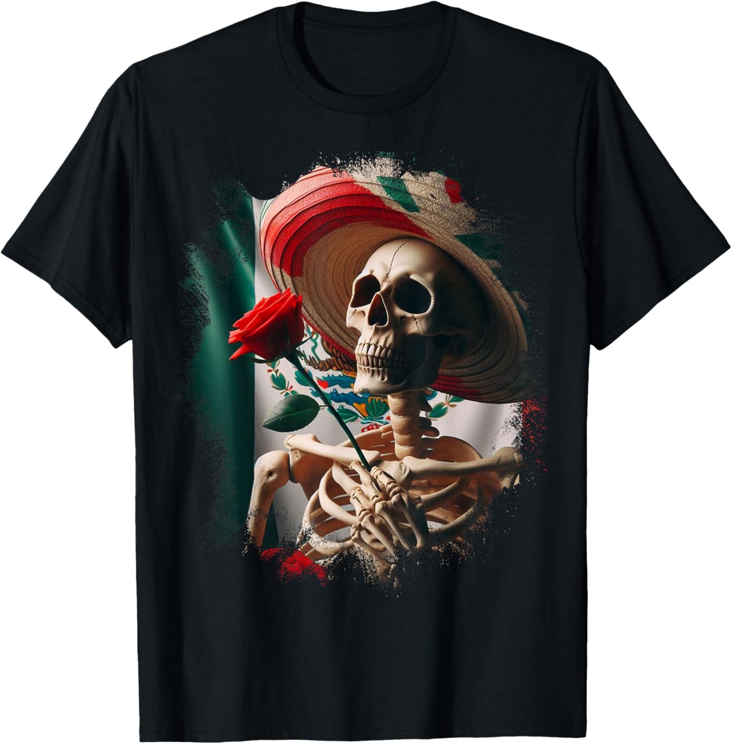 Mexico Gift Rose Tijuana Mexican Hispanic Pride Poncho T-Shirt - T-Shirt | Black