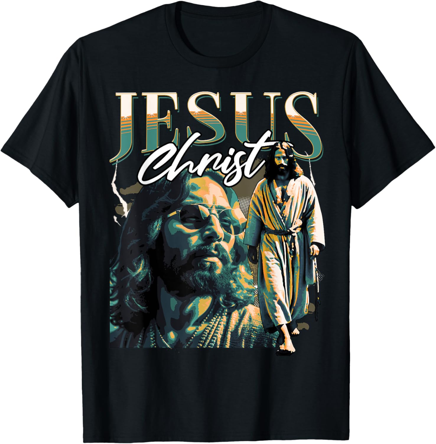 Jesus Christ Meme Retro 90s Bootleg Rap Merch Style T-Shirt - T-Shirt | Black
