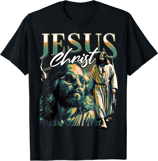 Jesus Christ Meme Retro 90s Bootleg Rap Merch Style T-Shirt - T-Shirt | Black