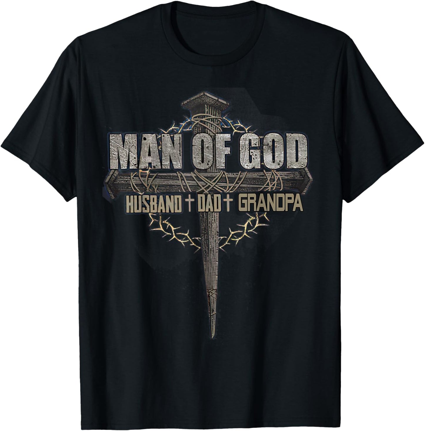 Man of God Husband Dad Grandpa T-Shirt - T-Shirt | Black
