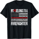 Red Line Flag Fireman Wife My Heart Belongs to a Firefighter T-Shirt - T-Shirt | Black