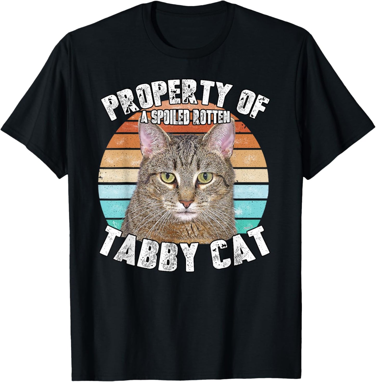 Cat Tabby Lover Vintage Eighties Style Cat Retro Gift Women Girls Kids T-Shirt - T-Shirt | Black
