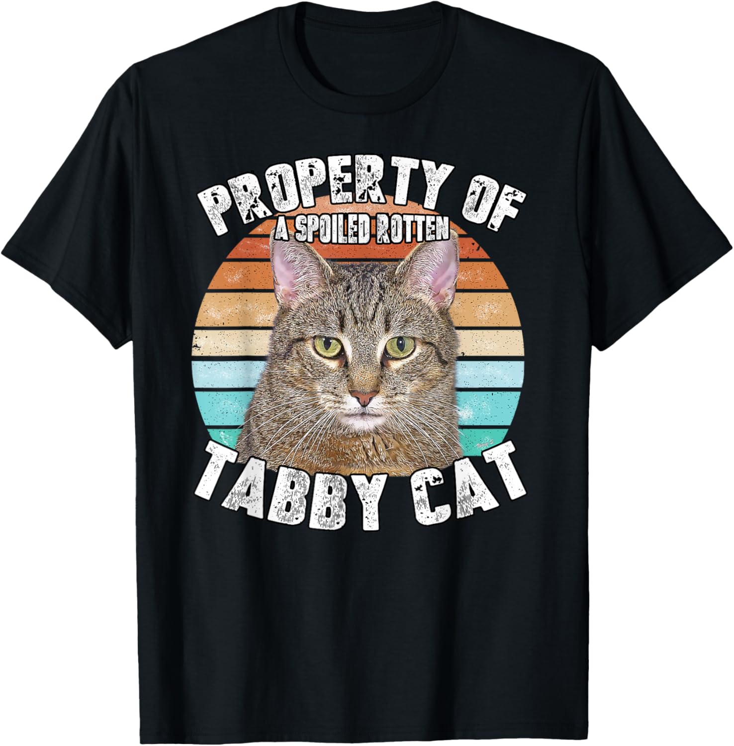 Cat Tabby Lover Vintage Eighties Style Cat Retro Gift Women Girls Kids T-Shirt - T-Shirt | Black