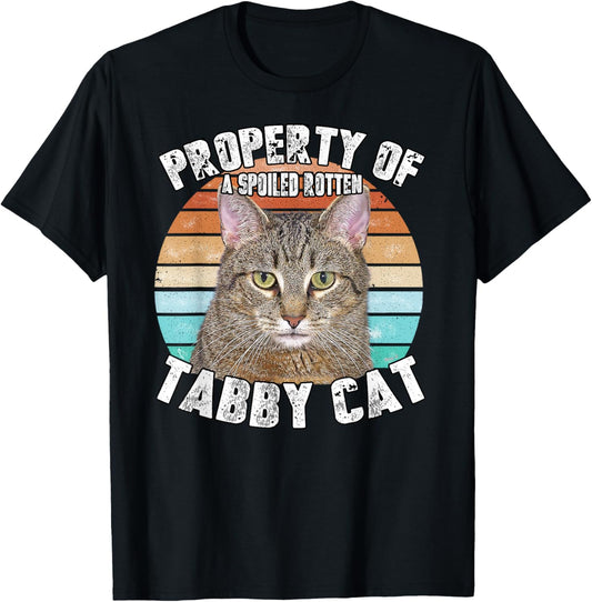 Cat Tabby Lover Vintage Eighties Style Cat Retro Gift Women Girls Kids T-Shirt - T-Shirt | Black
