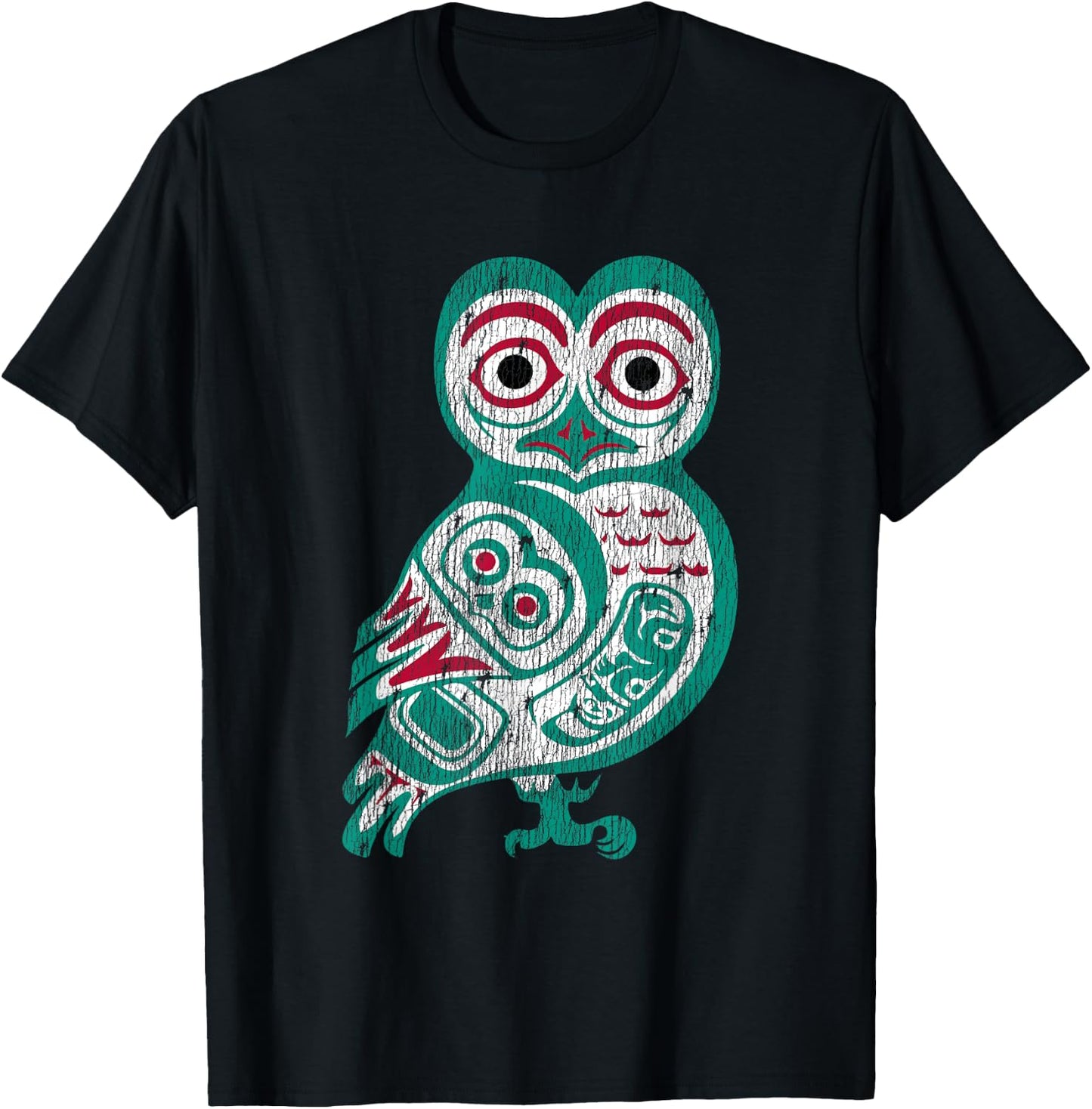Haida art Native American Gift Owl Totem T-Shirt - T-Shirt | Black
