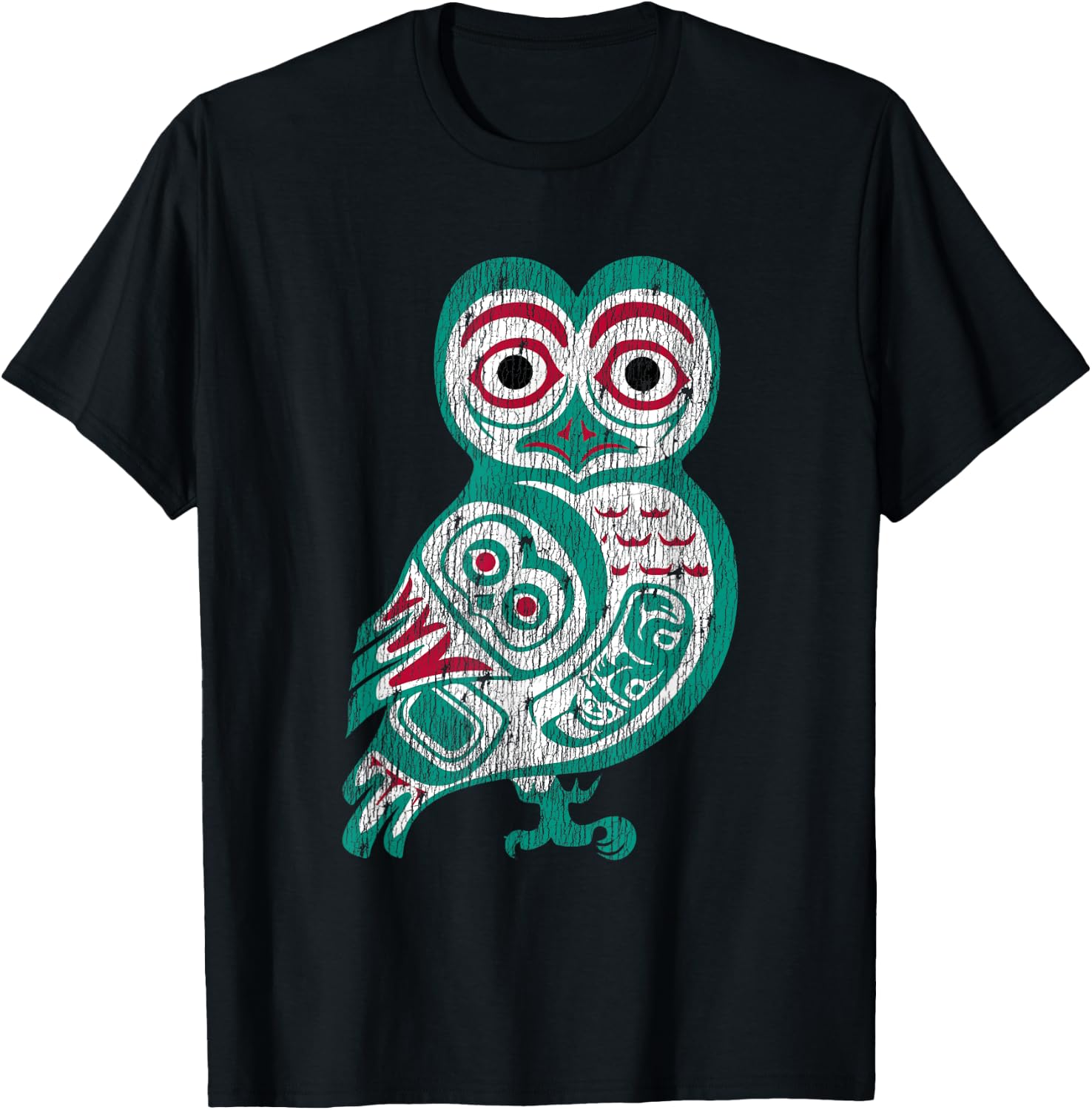 Haida art Native American Gift Owl Totem T-Shirt - T-Shirt | Black